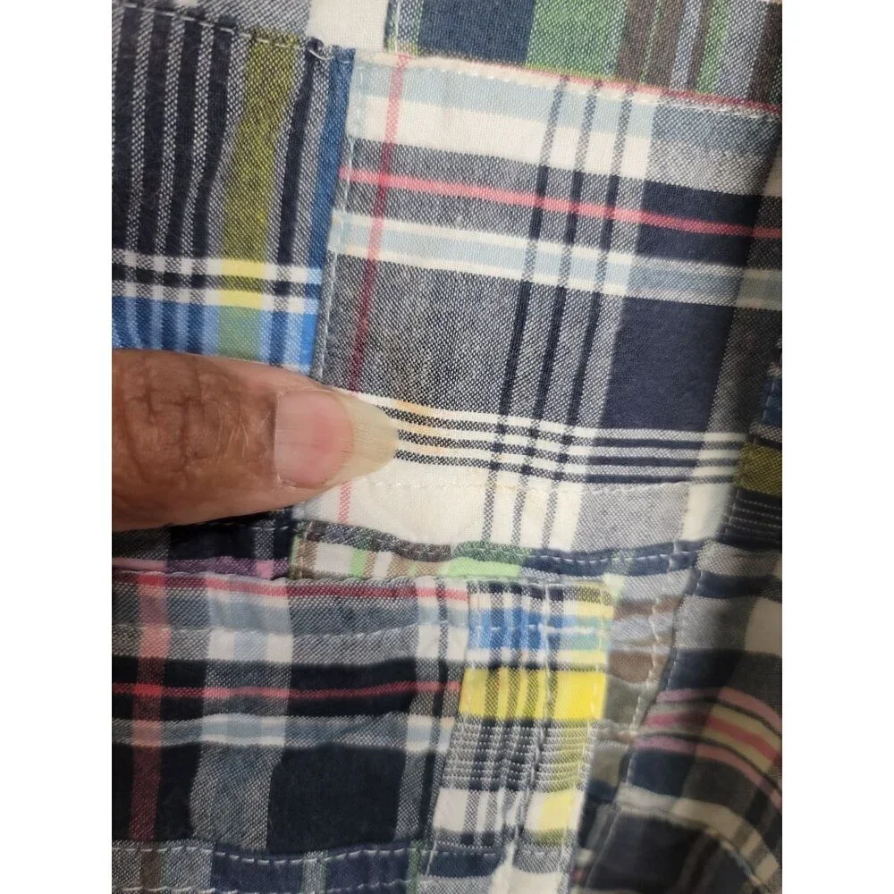 Old Navy Patchwork Madras Cargo Shorts Mens 34Multicolor Plaid Preppy Y2k 90s‎